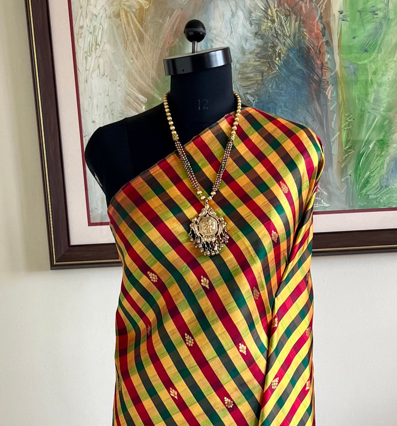 MEHA- TEAL AND MAROON KORVAI WITH GRAND ZARI AANCHAL