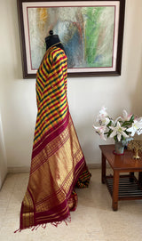 MEHA- TEAL AND MAROON KORVAI WITH GRAND ZARI AANCHAL