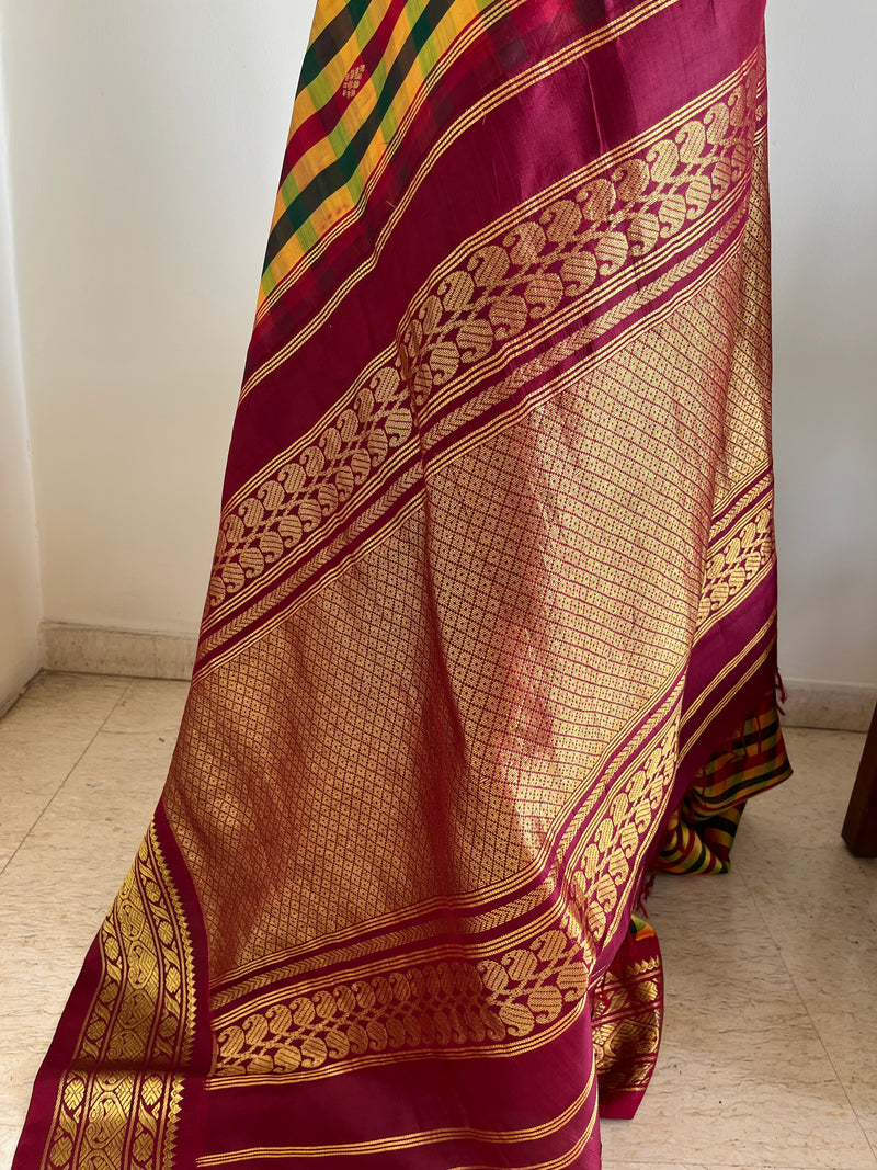 MEHA- TEAL AND MAROON KORVAI WITH GRAND ZARI AANCHAL