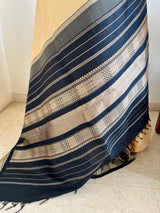 MENA – CREAM AND BLACK KORVAI WITH THAZHAMPOO MOTIFS