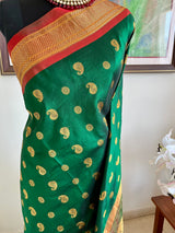 MILANIKA – GREEN PAITHANI WITH BANGDI MOR, MOR KUNDA AND NARALI BORDER