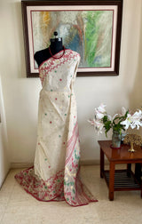 MOYNA – NEVER WORN OFF-WHITE JAMDANI WITH RED, GREEN AND ZARI MOTIFS