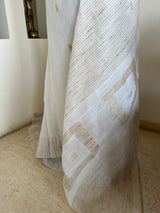 ANULEKHA – PRISTINE WHITE MATKA SILK JAMDANI WITH GOLD