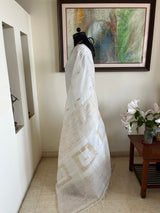 ANULEKHA – PRISTINE WHITE MATKA SILK JAMDANI WITH GOLD