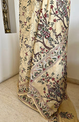 SROTOSHINI- CREAM SILK SAREE WITH ELABORATE KANTHA EMBROIDERY AND MOTIFS