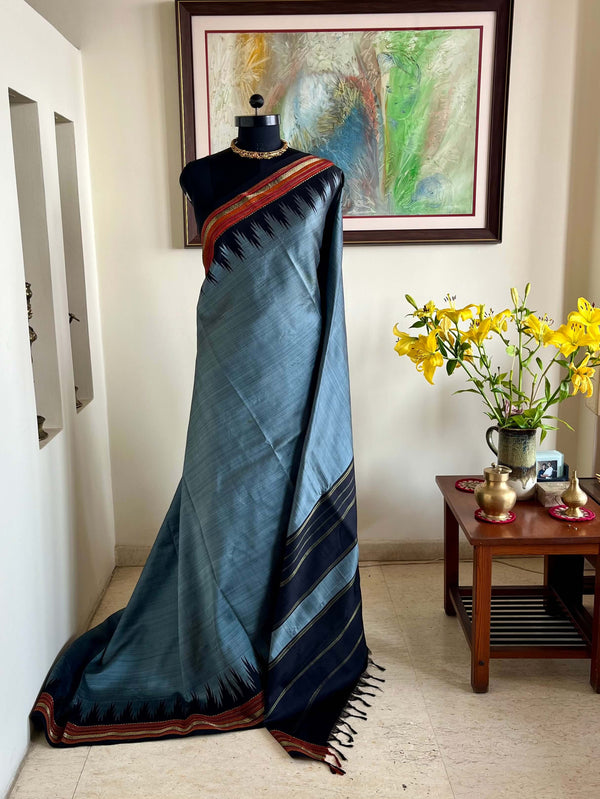 KANNAGI - VINTAGE GREY KANJIVARAM WITH RUST AND GOLD ALLURE