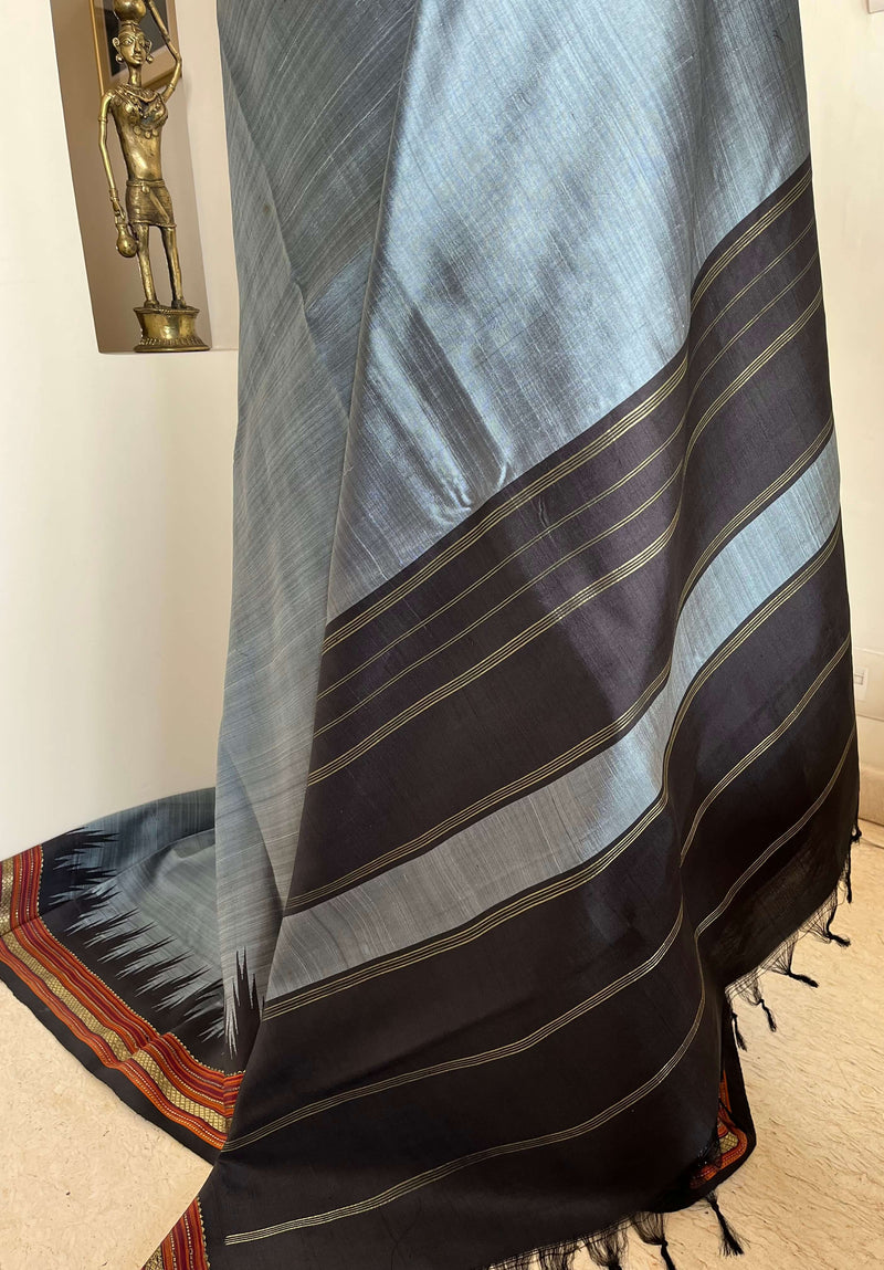 KANNAGI - VINTAGE GREY KANJIVARAM WITH RUST AND GOLD ALLURE