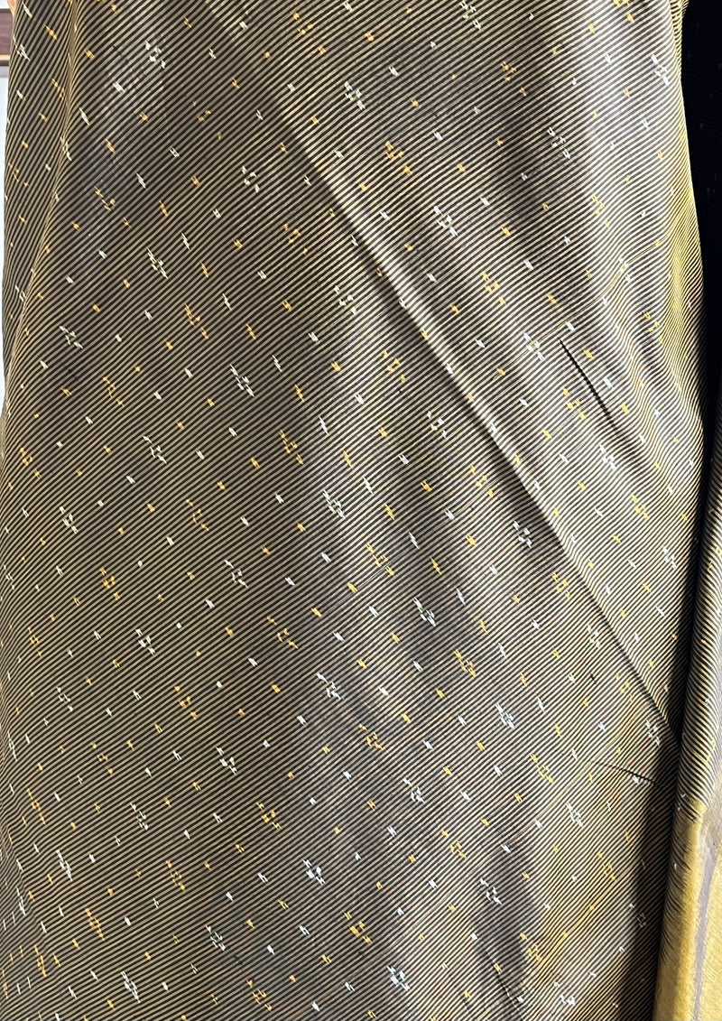 GHANAVI - OLIVE GREEN POCHAMPALLY WITH RUST RED IKAT AANCHAL MOTIFS