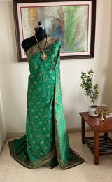 DITYAA – GREEN POCHAMPALLY SILK WITH ZARI AND IKKAT MOTIFS