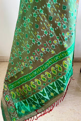 DITYAA – GREEN POCHAMPALLY SILK WITH ZARI AND IKKAT MOTIFS