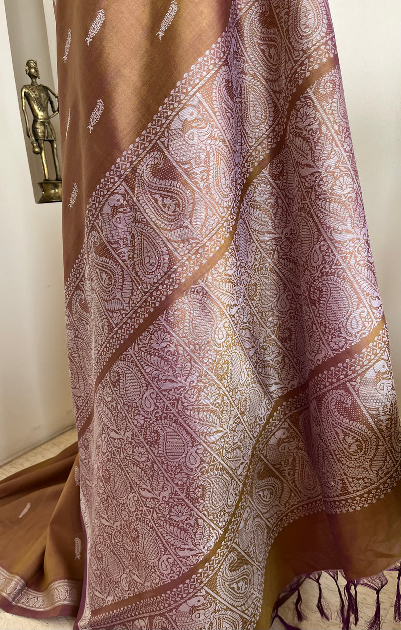 NAYANI - NEVER WORN SHOT BROWN BANARASI WITH INTRICATE PAISLEY AANCHAL