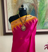 RUCHIRANGANA - MAGENTA KHANDUA SAREE WITH MUSTARD BANDHA BORDER