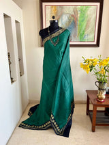 TIYA - TIMELESS HALF AND HALF TUSSAR WITH MOTIFS ON BLUE