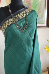 TIYA - TIMELESS HALF AND HALF TUSSAR WITH MOTIFS ON BLUE