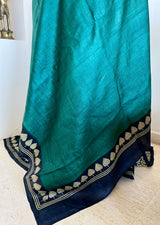 TIYA - TIMELESS HALF AND HALF TUSSAR WITH MOTIFS ON BLUE