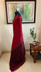 IDITA – ASSAM SILK IN DUAL MAROON WITH FLORAL MOTIFS
