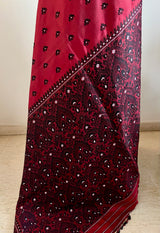 IDITA – ASSAM SILK IN DUAL MAROON WITH FLORAL MOTIFS