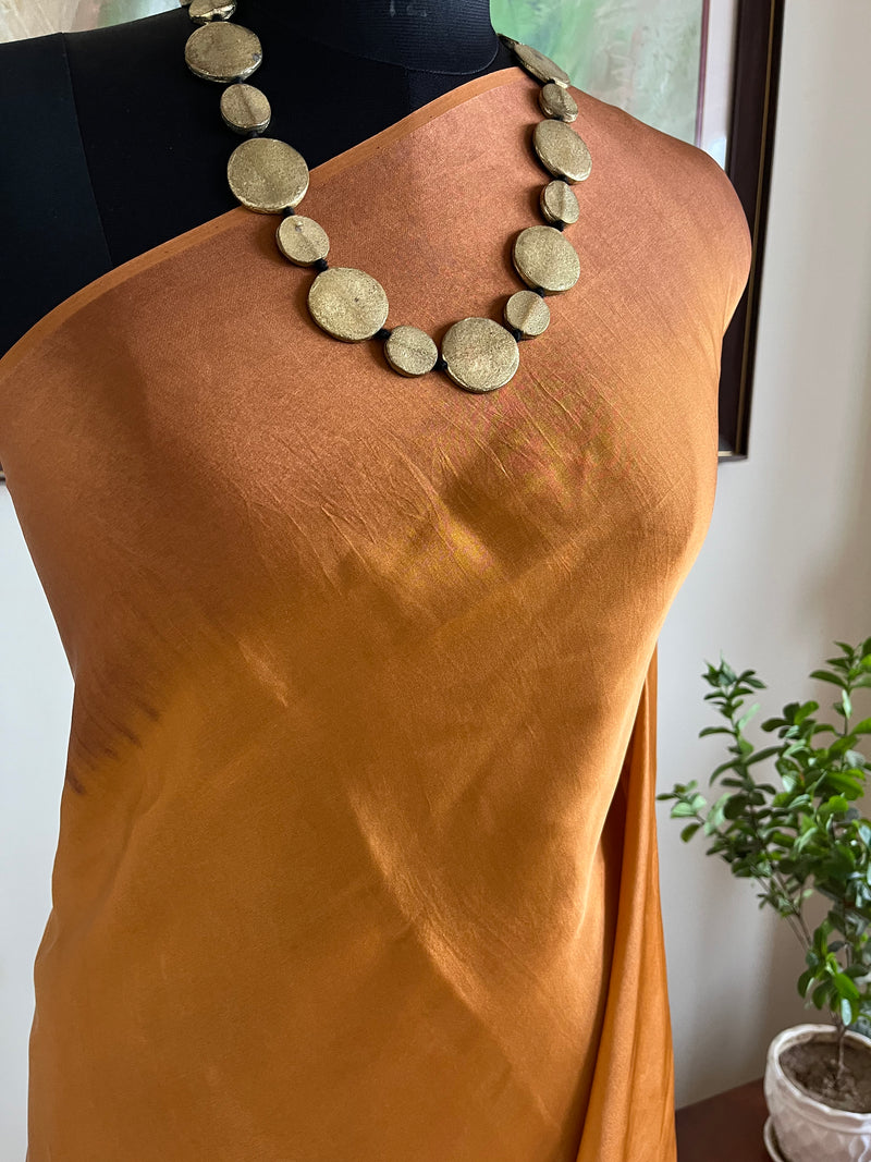 UMANGI – BROWN SATIN SILK BANDHANI WITH MOTIF AANCHAL