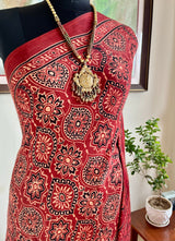 BINAL – RED AJRAKH MODAL SILK WITH LAGDI PATTA AANCHAL