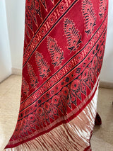 BINAL – RED AJRAKH MODAL SILK WITH LAGDI PATTA AANCHAL