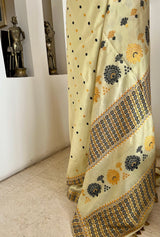 RENEE - CREAM ASSAM SILK SAREE FLORAL BOOTIS STAR MOTIFS