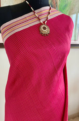 VARIKA- RED KANJIVARAM WITH MUSTARD STRIPES AND GREY TEMPLE BORDER