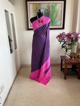 NILASHRI LIGHTWEIGHT KANJIVARAM WITH STRIPES AND PINK BORDER