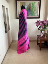 NILASHRI LIGHTWEIGHT KANJIVARAM WITH STRIPES AND PINK BORDER