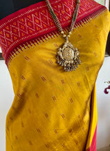 SHAIVY - MUSTARD GOLD POCHAMPALLY WITH IKAT LINES AND DIAMOND MOTIFS