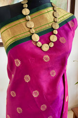 SUVEE - MAGENTA PAITHANI WITH NARALI BORDER AND PEACOCK AANCHAL