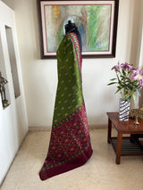 AVANITA GREEN PATOLA WITH IKKAT BORDER AND FLORALS