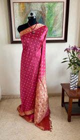 DHRUBA - CORAL ASSAM SILK SAREE WITH PHULDANI AND KOLKA MOTIFS