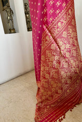 DHRUBA - CORAL ASSAM SILK SAREE WITH PHULDANI AND KOLKA MOTIFS