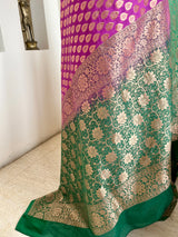 VATSALA- HALF AND HALF BANARASI SAREE WITH FLORAL AND ZARI MOTIFS