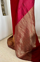 AMAYRA - RICH MAROON RAW SILK SAREE WITH ZARI LINES