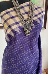 PRAYUKTA- NAVY KANJIVARAM WITH CHECKS AND ZARI DETAILS