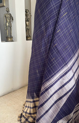 PRAYUKTA- NAVY KANJIVARAM WITH CHECKS AND ZARI DETAILS