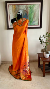 VIVEKA - VIBRANT ORANGE PAITHANI WITH NARALI BORDER
