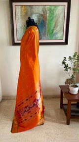 VIVEKA - VIBRANT ORANGE PAITHANI WITH NARALI BORDER