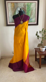 SHIVITHA- YELLOW KANJIVARAM WITH CHECKS AND TEMPLE BORDER