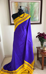 SUVETHA- PURPLE AND YELLOW KANJIVARAM SILK WITH RUDRAKSHA MOTIFS