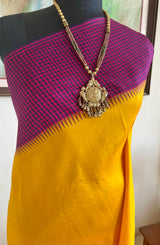 SHIVITHA- YELLOW KANJIVARAM WITH CHECKS AND TEMPLE BORDER