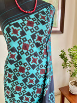 PADMISHA - NEVER WORN LIGHT BLUE POCHAMPALLY SILK SAREE WITH IKAT MOTIFS