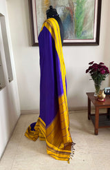 SUVETHA- PURPLE AND YELLOW KANJIVARAM SILK WITH RUDRAKSHA MOTIFS