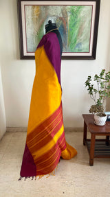 SHIVITHA- YELLOW KANJIVARAM WITH CHECKS AND TEMPLE BORDER