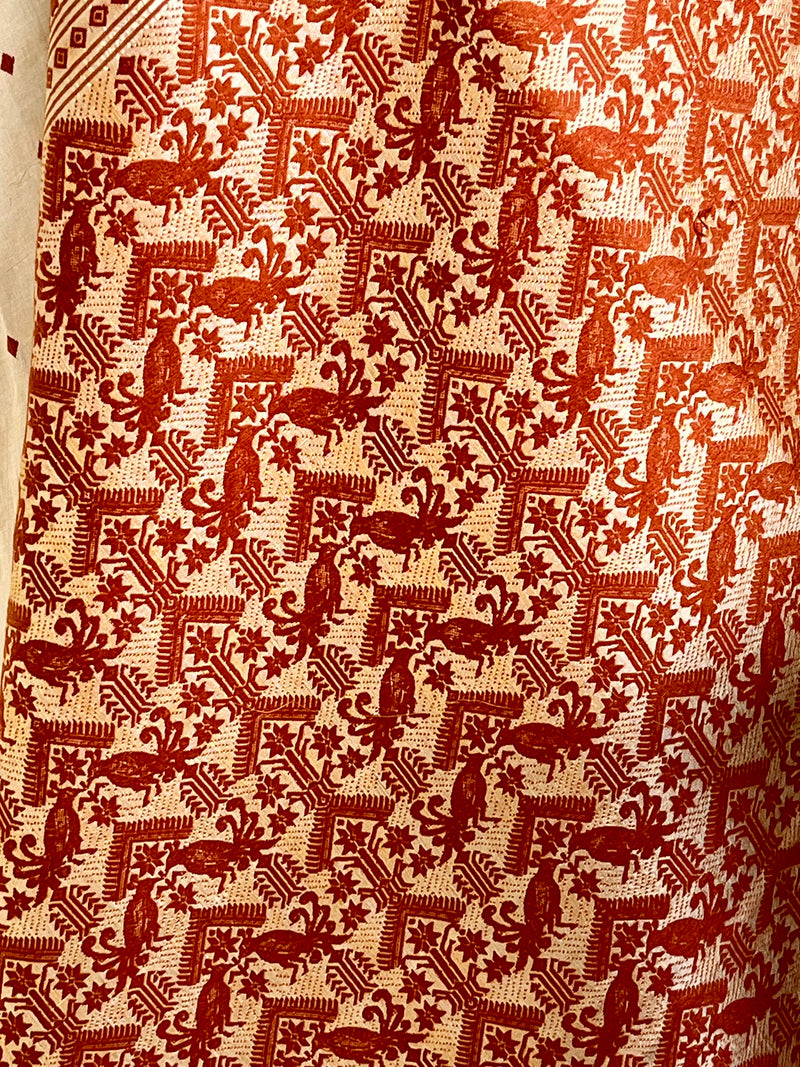 KANGKANA - ASSAM SILK SAREE IN CREAM AND RUST WITH GOS AND MOYUR MOTIFS