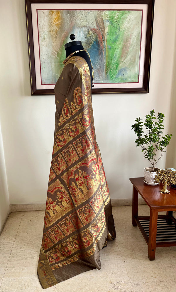 NIBEDITA - BROWN SWARNACHARI WITH MAIDENS AND MYTHOLOGICAL TALES