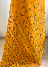 ROSHMITA – ORANGE JAMDANI WITH ZARI BORDER AND ELABORATE AANCHAL
