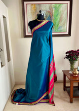 LIYASHRI - LIGHTWEIGHT BLUE KANJIVARAM WITH ZARI BORDER