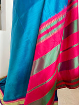 LIYASHRI - LIGHTWEIGHT BLUE KANJIVARAM WITH ZARI BORDER